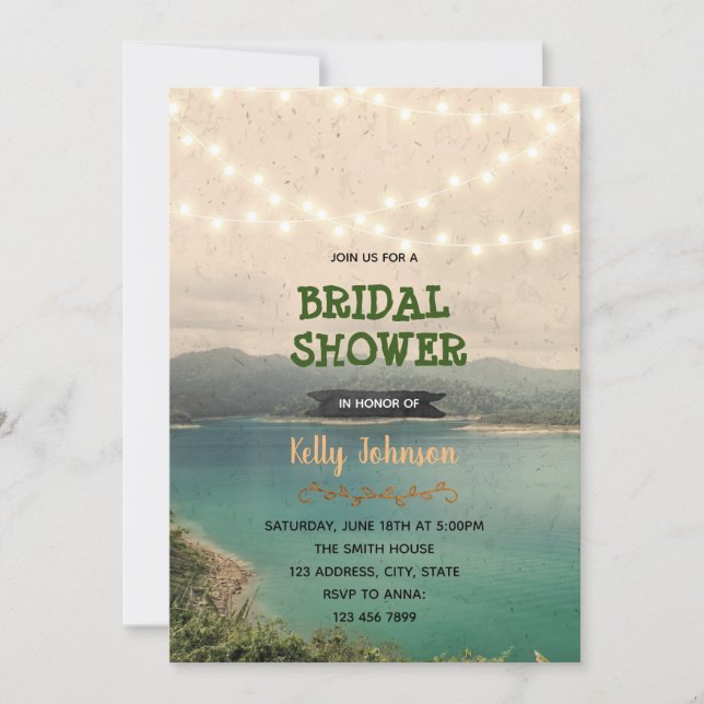 Lake theme bachelorette shower invitation (Front)