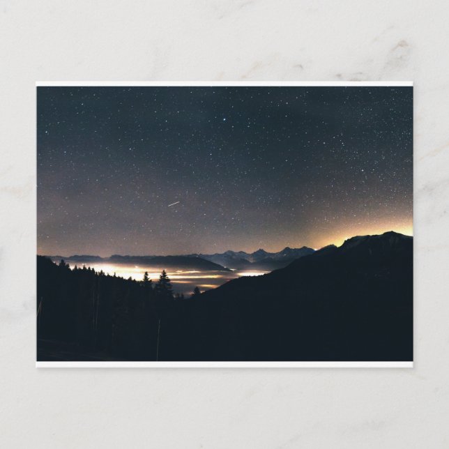 Lake Thun, Switzerland & Starry Sky Postcard (Front)