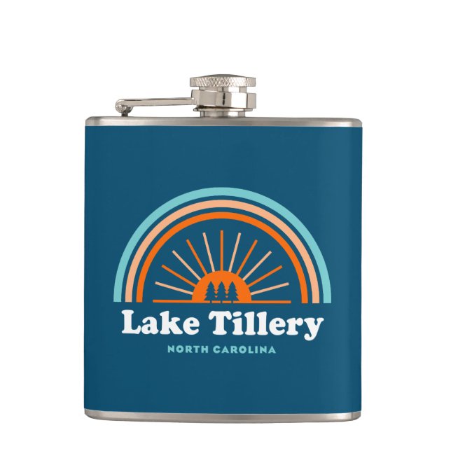 Lake Tillery North Carolina Rainbow Hip Flask (Front)