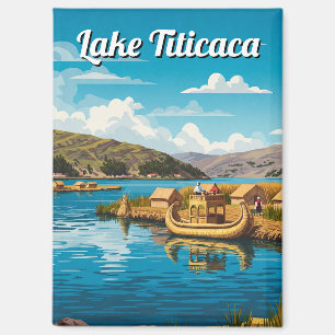Lake Titicaca Floating Islands Vintage Magnet