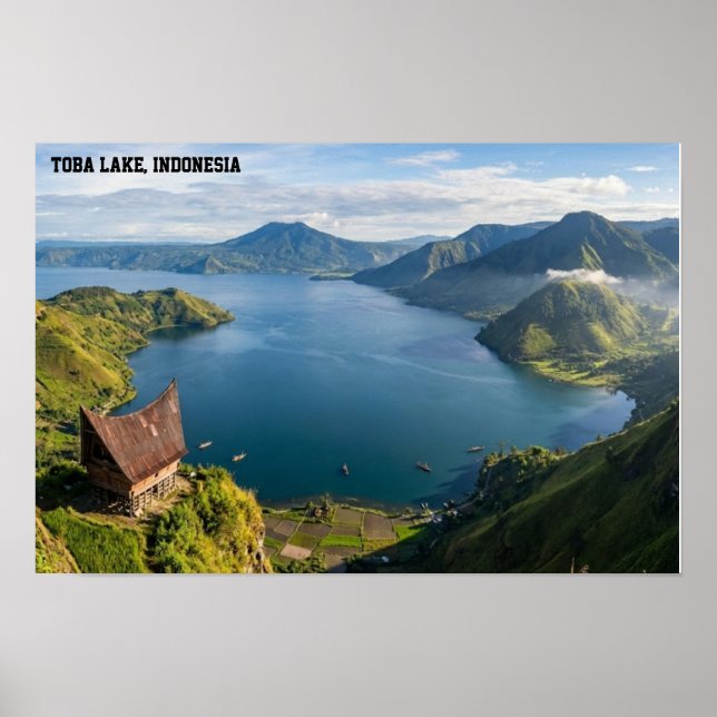 Lake Toba Sumatra Indonesia Volcano Landscape Poster (Front)