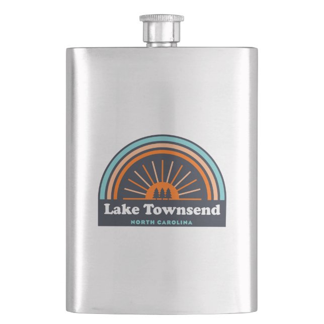 Lake Townsend North Carolina Rainbow Hip Flask (Front)