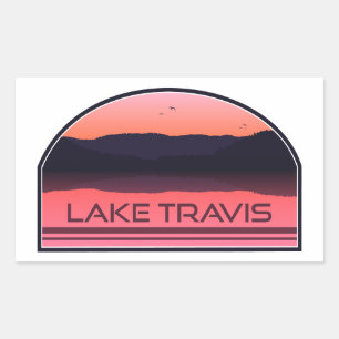 Lake Travis Austin Texas Red Sunrise Rectangular Sticker
