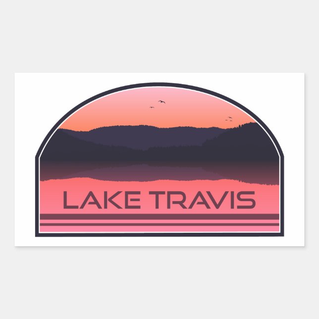 Lake Travis Austin Texas Red Sunrise Rectangular Sticker (Front)