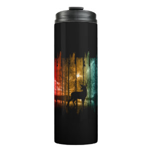 LAKE TREES DEER FOREST SUNSET THERMAL TUMBLER