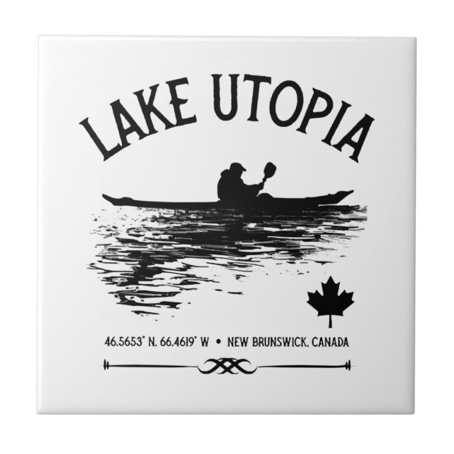  Lake Utopia New Brunswick Canada Lakes - Kayaker  Tile (Front)