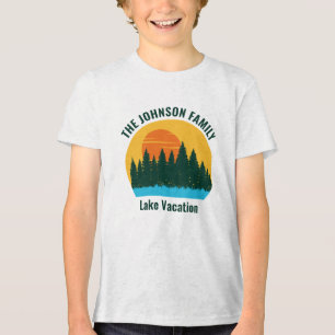 Lake Vacation Sunset Cool Personalised Kids Tri-Blend Shirt