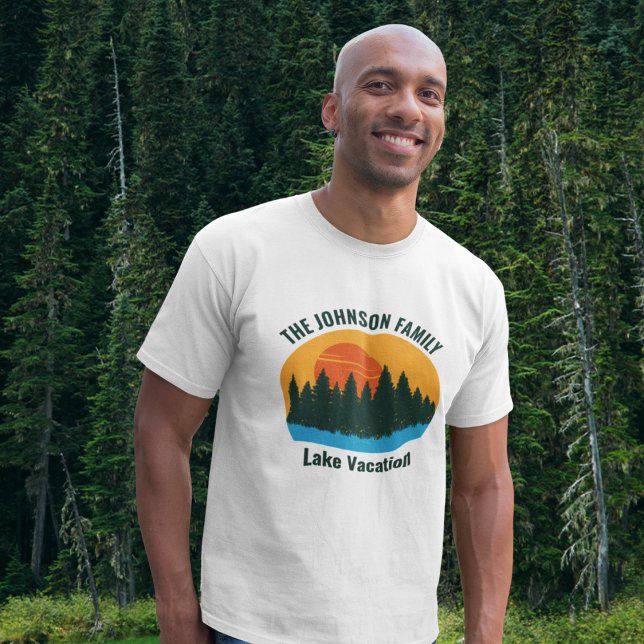 Lake Vacation Sunset Cool Personalised T-Shirt (Creator Uploaded)