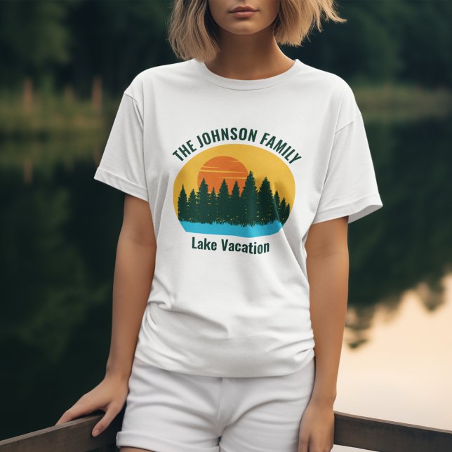 Lake Vacation Sunset Personalised Women's T-Shirt (Creator Uploaded)