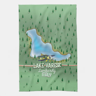 Lake Varese, Lombardy, italy travel poster Tea Towel