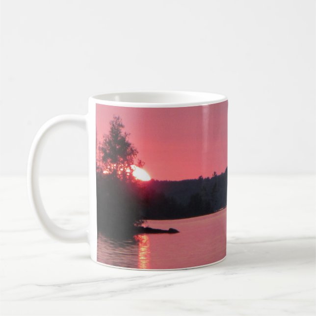 Lake Vermilion Sunset Pink Rose Sun Left Coffee Mug (Left)