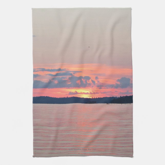 Lake Vermilion Sunset Tea Towel (Vertical)