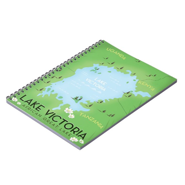 Lake Victoria Map - Africa Great Lake travel art. Notebook (Left Side)