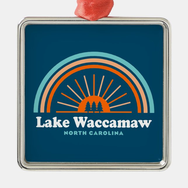 Lake Waccamaw North Carolina Rainbow Metal Tree Decoration (Front)
