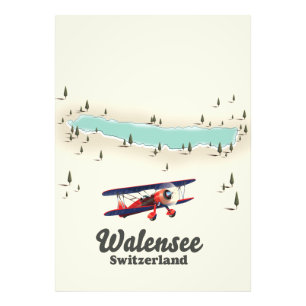 lake Walensee switzerland map Photo Print
