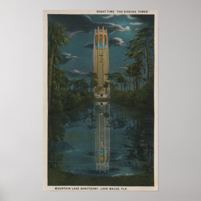 Lake Wales, FL - View of Mt. Lake & Singing Poster (Front)