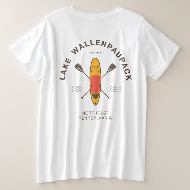 Lake Wallenpaupack Pennsylvania Paddle Boarding Plus Size T-Shirt (Design Back)