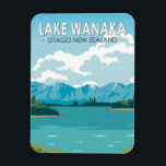 Lake Wanaka Otago New Zealand Travel Art Vintage  Magnet<br><div class="desc">Lake Wanaka vector art design. Lake Wānaka is New Zealand's fourth-largest lake and the seat of the town of Wānaka in the Otago region.</div>