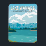 Lake Wanaka Otago New Zealand Travel Art Vintage  Magnet<br><div class="desc">Lake Wanaka vector art design. Lake Wānaka is New Zealand's fourth-largest lake and the seat of the town of Wānaka in the Otago region.</div>