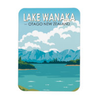Lake Wanaka Otago New Zealand Travel Art Vintage 