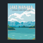 Lake Wanaka Otago New Zealand Travel Art Vintage Postcard<br><div class="desc">Lake Wanaka vector art design. Lake Wānaka is New Zealand's fourth-largest lake and the seat of the town of Wānaka in the Otago region.</div>