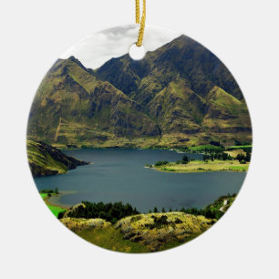 Lake Wannaka New Zealand Ceramic Tree Decoration