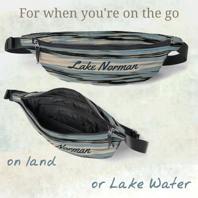 Lake Water Photographic Customisable Blue Beige Bum Bags (Creator Uploaded)