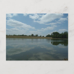 Lake Water Reflects the skies Fluffy White Clouds Postcard
