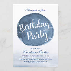 Lake Water Stain Custom Birthday Party Invitation