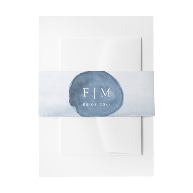 Lake Water Stain | Custom Monogrammed Invitation Belly Band (Front Example)