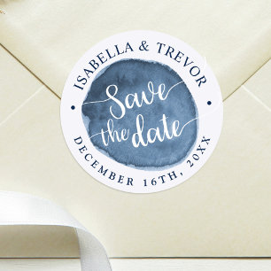 Lake Water Stain   Custom   Save the Date Classic Round Sticker