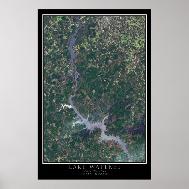 Lake Wateree South Carolina Satellite Poster Map (Front)