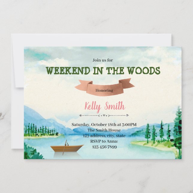 Lake weekend in the woods Invitation (Front)
