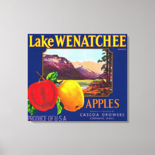 Lake Wenatchee Apple Label (blue) - Cashmere, WA Canvas Print