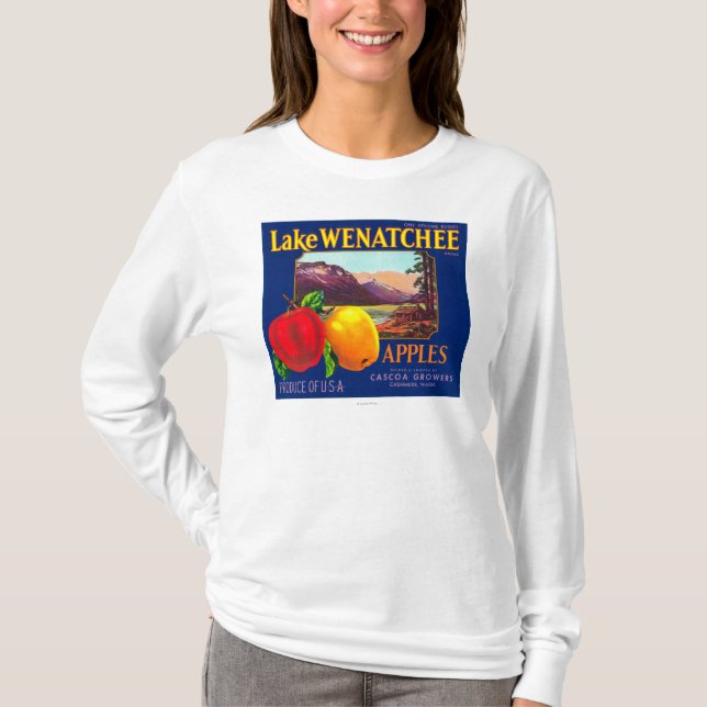Lake Wenatchee Apple Label (blue) - Cashmere, WA T-Shirt (Front)
