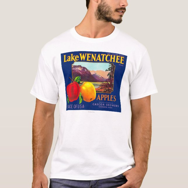 Lake Wenatchee Apple Label (blue) - Cashmere, WA T-Shirt (Front)