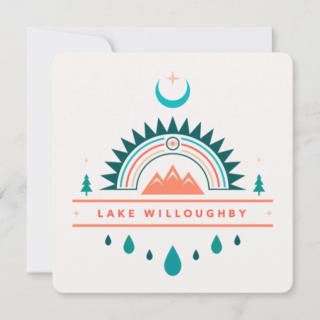 LAKE WILLOUGHBY boho rainbow moon Invitation (Front)