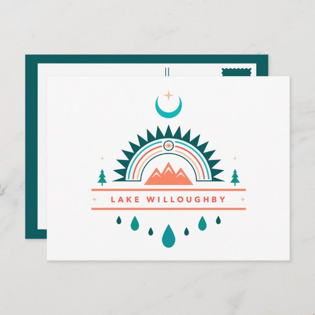lake willoughby boho rainbow moon postcard (Front/Back)