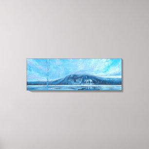 Lake willoughby on ice Vermont Oil Painting Canvas Print