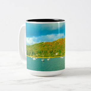 Lake Windermere yachts in Cumbria Two-Tone Coffee Mug