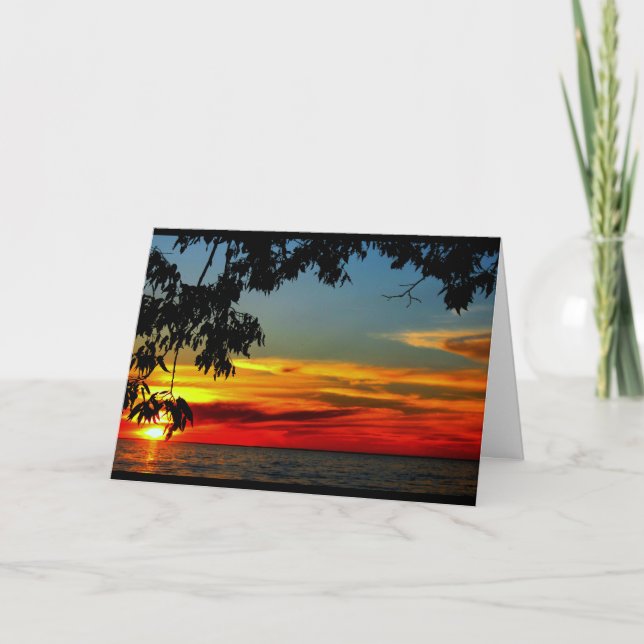Lake Winnebago Sunset Thinking Of You Card (Front)