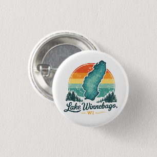 Lake Winnebago WI Sunset Lake Map Outline 3 Cm Round Badge