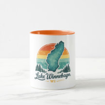 Lake Winnebago WI Sunset Lake Map Outline