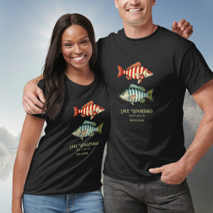 Lake Winnebago Wisconsin nautical fish   T-Shirt