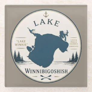 Lake Winnibigoshish Vacation Home Decor & Souvenir Glass Coaster