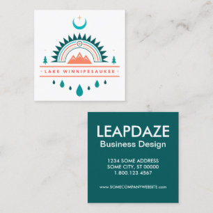 lake winnipesaukee boho rainbow moon square business card