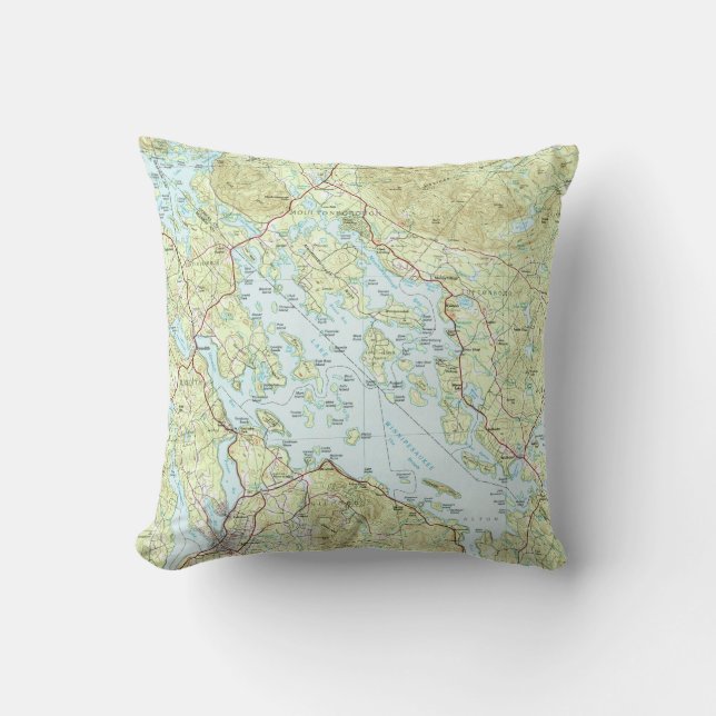 Lake Winnipesaukee Map (1986) Cushion (Front)