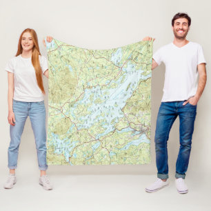 Lake Winnipesaukee Map (1986) Fleece Blanket