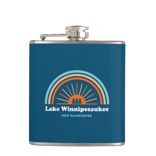 Lake Winnipesaukee New Hampshire Rainbow Hip Flask (Front)