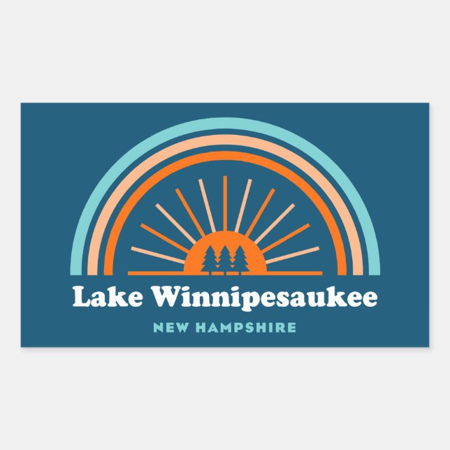 Lake Winnipesaukee New Hampshire Rainbow Rectangular Sticker (Front)